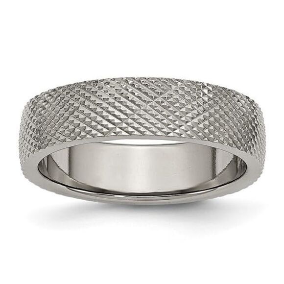 Kazi Luxury Chisel Titanium Polished and Textured 6mm Band - Picture 8 of 9